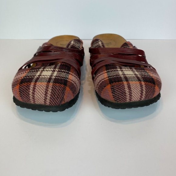 Think! Clogs 8 8.5 Plaid Leather Strappy‎ Comfort Slides Shoes Sandals 39 - Picture 7 of 11